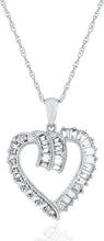.925 Sterling Silver Lab Created White Sapphire Heart Pendant Necklace on 18