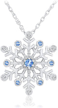 .925 Sterling Silver, Fancy Blue Swarovski Zirconia & White Cubic Zirconia Milgrain Snowflake 20