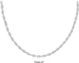.925 Sterling Silver Rope Chain Adjustable Length 20