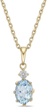 14K Yellow Gold Plated .925 Sterling Silver Oval Cut Birthstone & Created White Sapphire Pendant Necklace 18