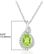 .925 Sterling Silver Pear-Shaped Birthstone & Lab Grown White Sapphire or CZ Teardrop Pendant Necklace on 18