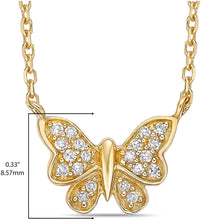 10K Yellow Gold Diamond Accented Butterfly Pendant Necklace with Rope Chain - 20” (H-I Color, I1-I2 Clarity)