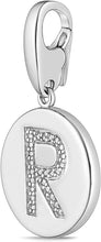 .925 Sterling Silver Diamond-Accented Round Initial Charm Enhancer with Lobster Claw Clasp (I-J Color, I2-I3 Clarity) - Choice of Letter