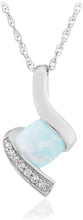 .925 Sterling Silver, Cushion-Cut Birthstone & Created White Sapphire or CZ Twist Pendant Necklace on 18