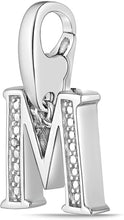 .925 Sterling Silver Diamond-Accented Dangling Initial Charm Enhancer with Lobster Claw Clasp (I-J Color, I2-I3 Clarity) - Choice of Letter