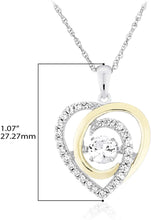 14K Yellow Gold Plated .925 Sterling Silver Lab Created White Sapphire Dancing Heart Pendant Necklace on 18