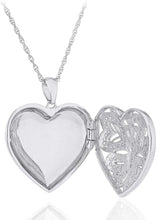 .925 Sterling Silver Cubic Zirconia Heart Shaped Open Filigree Butterfly Locket Pendant Necklace with 18