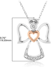 10K Rose Gold Plated .925 Sterling Silver Diamond Accented Angel with Heart Pendant Necklace with Cable Chain - 18” (I-J Color, I2-I3 Clarity)