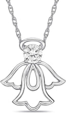 .925 Sterling Silver & White Cubic Zirconia Angel Halo Pendant Necklace with Rope Chain - 20”