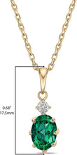14K Yellow Gold Plated .925 Sterling Silver Oval Cut Birthstone & Created White Sapphire Pendant Necklace 18