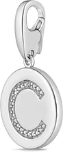 .925 Sterling Silver Diamond-Accented Round Initial Charm Enhancer with Lobster Claw Clasp (I-J Color, I2-I3 Clarity) - Choice of Letter