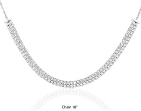 .925 Sterling Silver Round Created White Sapphire Two Strand Necklace - 18