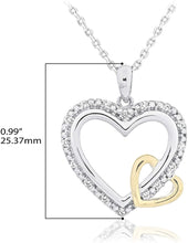 10K Yellow Gold & .925 Sterling Silver Diamond Accented Interlocking Heart Pendant Necklace on 18