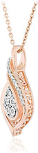14K Rose Gold Plated .925 Sterling Silver 1/10 Cttw Diamond Teardrop Pendant Necklace on 18