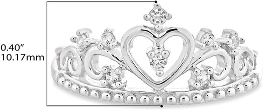 .925 Sterling Silver Lab Created White Sapphire Filigree Tiara Band Ring