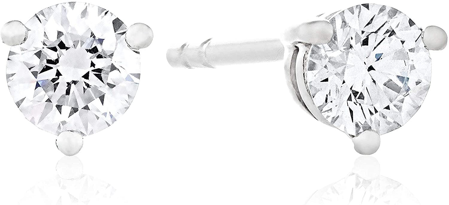 10K White Gold 1/3 Cttw Lab Grown Diamond Solitaire Martini Stud Earrings (G-H Color, SI1-SI2 Clarity)