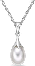 .925 Sterling Silver Freshwater Cultured Pearl Elegant Drop Pendant Necklace on 18