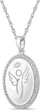 .925 Sterling Silver Cubic Zirconia Engraved Angel with Message “I am essential” Essential Worker Appreciation Oval Pendant Necklace - 20”