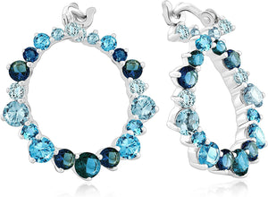 .925 Sterling Silver, 3.0 Cttw London Blue Topaz, Swiss Blue Topaz & Sky Blue Topaz 3/4