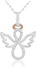 14K Rose Gold Plated .925 Sterling Silver Diamond Accented Angel Infinity Pendant Necklace on 18