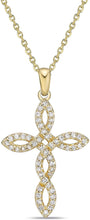 10K Yellow Gold 1/4 Cttw Brilliant-Cut Diamond Almond Shaped Knotted Fretty Cross Pendant Necklace with Cable Chain - 20