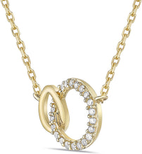 10K Yellow Gold 1/10 Cttw Diamond Intertwined Open Circles Pendant with Cable Chain Necklace - 20” (H-I Color, I1-I2 Clarity)
