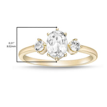 14K Yellow Gold Plated .925 Sterling Silver Oval Cut Birthstone & Created White Sapphire Three Stone Engagement Ring - Choice of Birthstone/Month