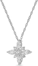 .925 Sterling Silver Round and Marquise Cut White Cubic Zirconia Snowflake 20” Pendant Necklace and Hook Back Dangle Earrings Matching Jewelry Set