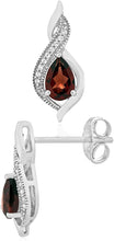 .925 Sterling Silver Pear-Shaped Birthstone & Lab-Grown White Sapphire or CZ Milgrain Twist Stud Drop Earrings - Choice of Gem Color/Month