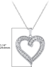 .925 Sterling Silver Cubic Zirconia Twisted Ribbon Heart Pendant Necklace with 18