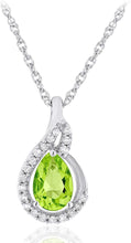 .925 Sterling Silver Pear-Shaped Birthstone & Lab Grown White Sapphire or CZ Teardrop Pendant Necklace on 18