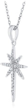 .925 Sterling Silver 1/8 Cttw Diamond Studded North Star Celestial Pendant Necklace with Cable Chain - 18” (I-J Color, I2-I3 Clarity)