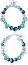 .925 Sterling Silver, 3.0 Cttw London Blue Topaz, Swiss Blue Topaz & Sky Blue Topaz 3/4