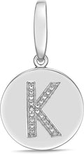 .925 Sterling Silver Diamond-Accented Round Initial Charm Enhancer with Lobster Claw Clasp (I-J Color, I2-I3 Clarity) - Choice of Letter