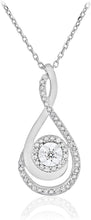 .925 Sterling Silver 1/4 Cttw Diamond Miracle Set Dual Spiral Twist Teardrop Shaped Pendant Necklace with Cable Chain - 18” (I-J Color, I2-I3 Clarity)