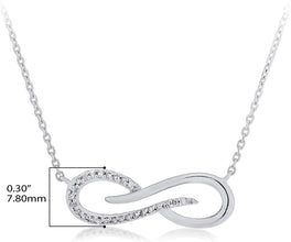 .925 Sterling Silver 1/10 Cttw Diamond Stylized Infinity Knot Necklace on 18
