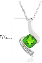 .925 Sterling Silver, Cushion-Cut Birthstone & Created White Sapphire or CZ Twist Pendant Necklace on 18