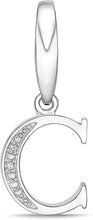 .925 Sterling Silver Diamond-Accented Dangling Initial Charm Enhancer with Lobster Claw Clasp (I-J Color, I2-I3 Clarity) - Choice of Letter