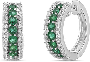 .925 Sterling Silver, Lab Grown Gemstone & Lab Grown White Sapphire 3/4