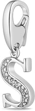 .925 Sterling Silver Diamond-Accented Dangling Initial Charm Enhancer with Lobster Claw Clasp (I-J Color, I2-I3 Clarity) - Choice of Letter