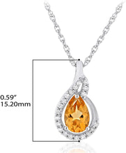 .925 Sterling Silver Pear-Shaped Birthstone & Lab Grown White Sapphire or CZ Teardrop Pendant Necklace on 18