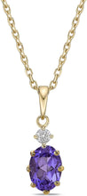 14K Yellow Gold Plated .925 Sterling Silver Oval Cut Birthstone & Created White Sapphire Pendant Necklace 18