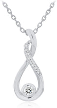 .925 Sterling Silver 1/10 Cttw Diamond Infinity Loop Style Pendant Necklace with 18