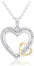 10K Yellow Gold & .925 Sterling Silver Diamond Accented Interlocking Heart Pendant Necklace on 18