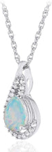 .925 Sterling Silver Pear-Shaped Birthstone & Lab Grown White Sapphire or CZ Teardrop Pendant Necklace on 18