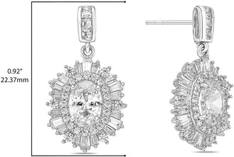 .925 Sterling Silver & Round, Princess, Baguette, and Oval Cut White Cubic Zirconia 7/8