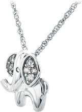 .925 Sterling Silver Lab Created White Sapphire Elephant Pendant Necklace on 18