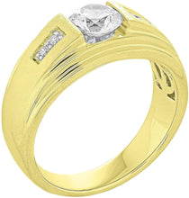 14K Yellow Gold-Plated on Silver Premium Cubic Zirconia Men's Ring
