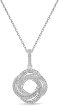 .925 Sterling Silver 1/3 Cttw Diamond Round Love Knot Pendant Necklace with Cable Chain - 20” (I-J Color, I2-I3 Clarity)
