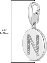 .925 Sterling Silver Diamond-Accented Round Initial Charm Enhancer with Lobster Claw Clasp (I-J Color, I2-I3 Clarity) - Choice of Letter